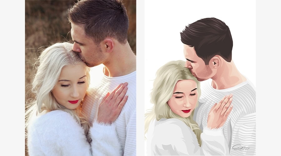 realistic couple painting