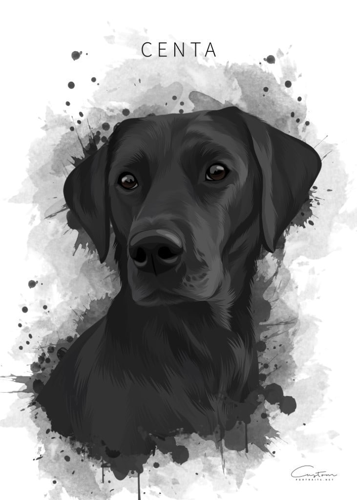 black dog watercolor