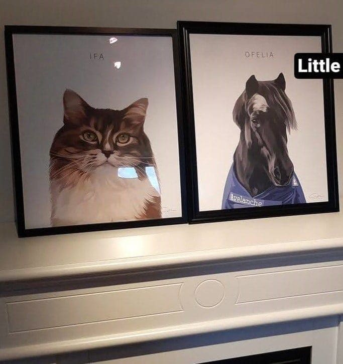cat custom portrait horse artistic painting