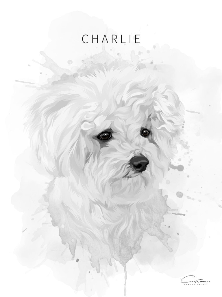 white dog watercolor